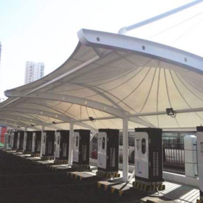 承接深圳地区充电桩停车场配套膜结构雨棚 厚腾