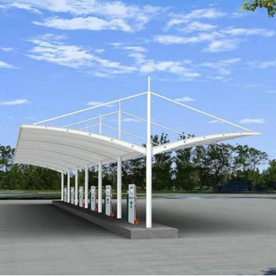 河北停车场充电桩遮阳雨棚羽毛球场膜结构雨棚厂家展示