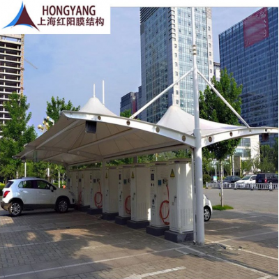 上海膜结构厂家直销户外景观棚小区电动车停车棚充电桩雨棚